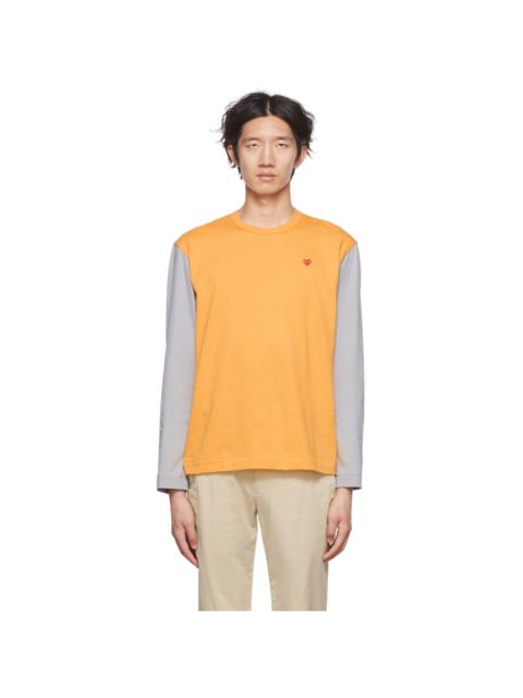 Comme des Garçons PLAY Gray & Yellow Heart Long Sleeve T-Shirt