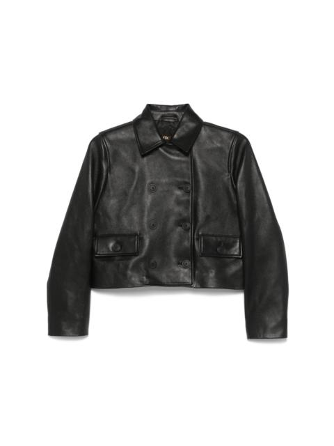 maje cropped leather jacket