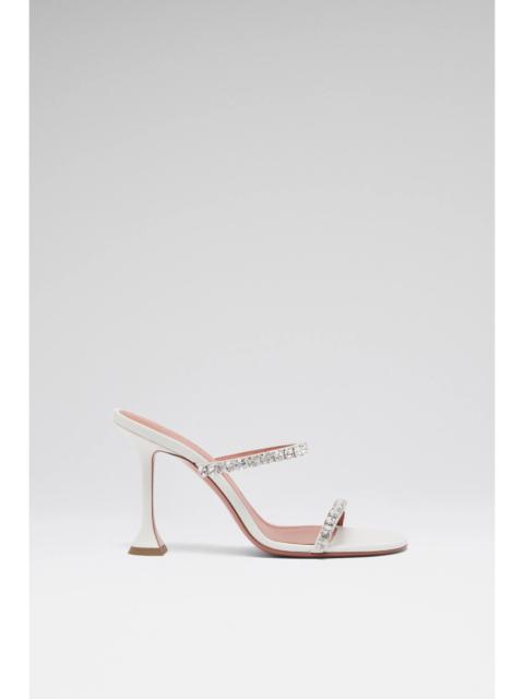 Amina Muaddi GIGI SLIPPER 95 WHITE NAPPA AND WHITE CRYSTALS
