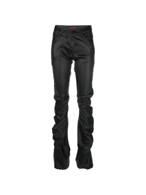 asymmetric ruched slim-cut trousers