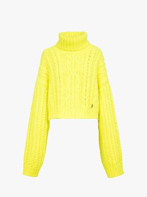 Balmain Lime-green wool turtleneck sweater
