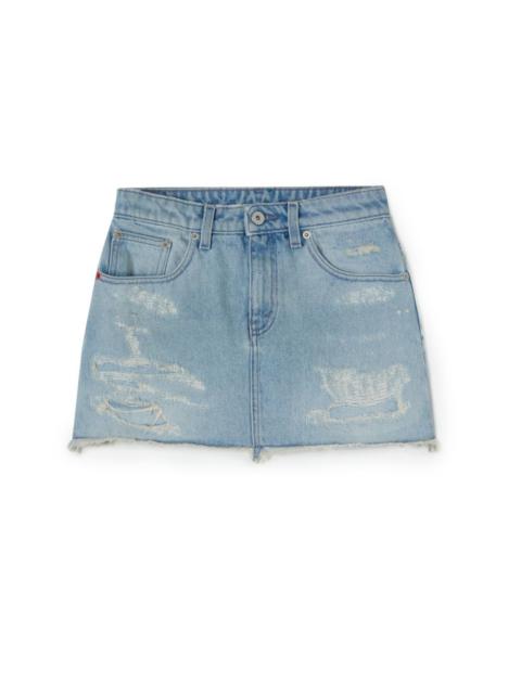 Heron Preston SUPER DISTRESSED DENIM SKIRT