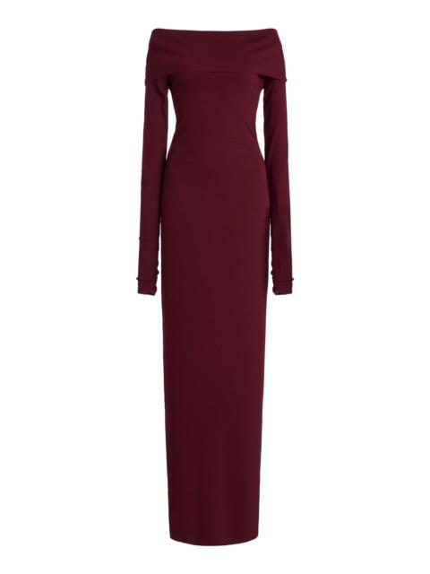ÉTERNE Off-The-Shoulder Cotton-Modal Maxi Dress burgundy