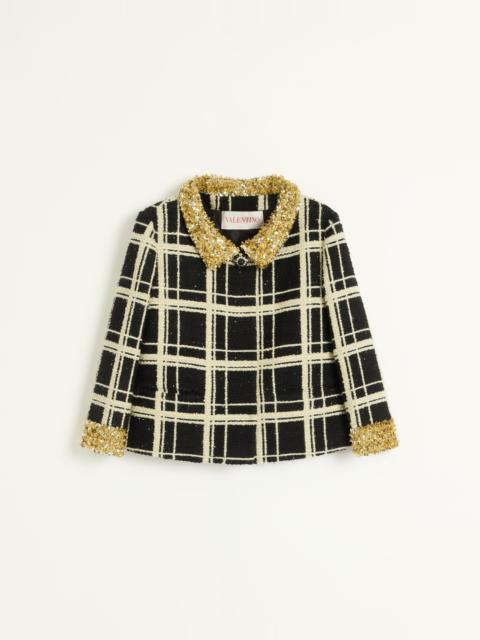 Valentino EMBROIDERED MACRO CHECK TWEED JACKET