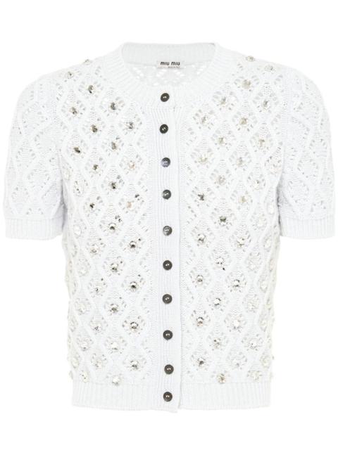 Miu Miu rhinestone-embellished cropped cardigan
