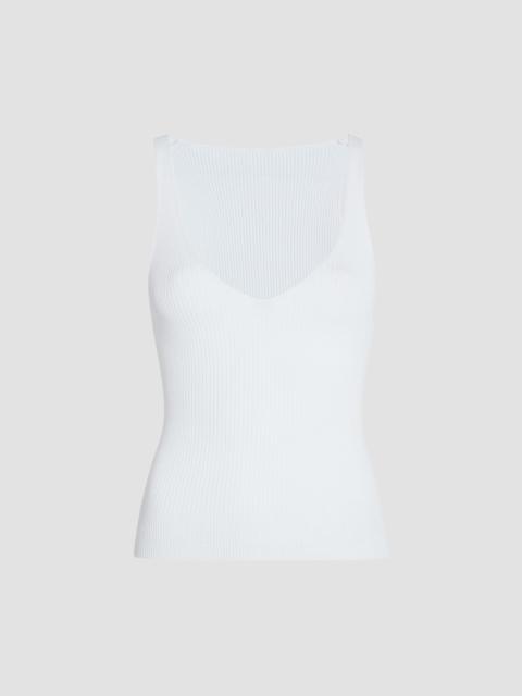 Another Tomorrow Women's Deep V Tank Knit - White