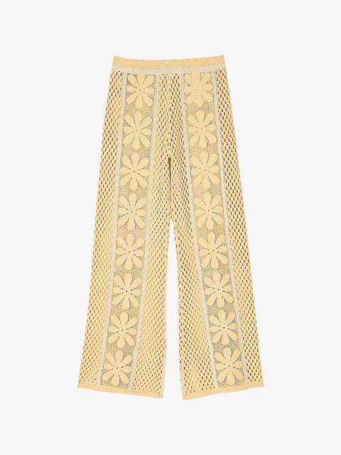 Sandro Floral-Pattern Crochet Knitted Trousers