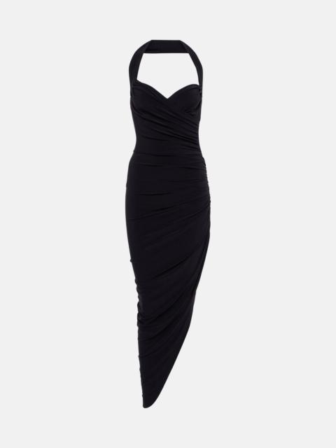 NORMA KAMALI Cayla halterneck ruched midi dress
