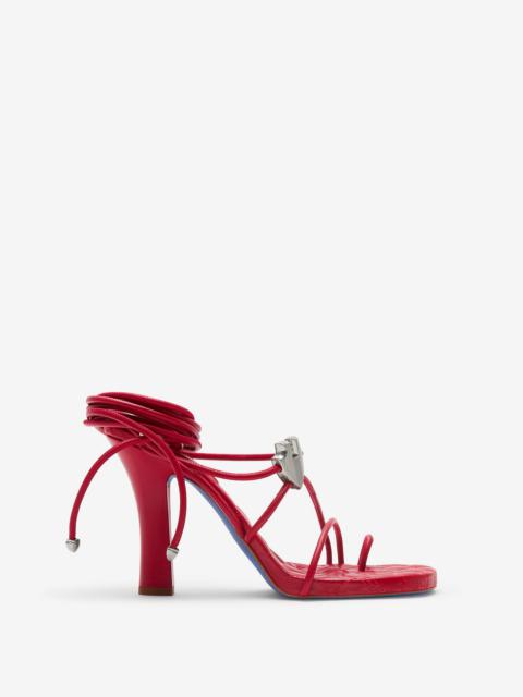 Burberry Leather Ivy Shield Heeled Sandals
