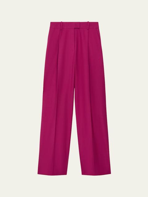 Another Tomorrow Pleated Wide-Leg Wool Pants