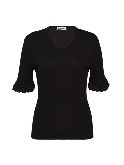 Jil Sander Short Sleeve Sheer Cotton Top