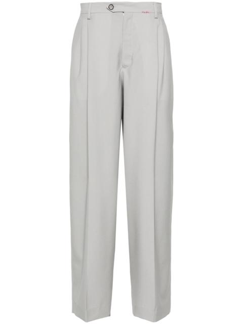 logo-embroidered wool trousers