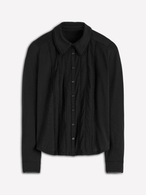 BODEN Picot Trim Jersey Shirt-Black