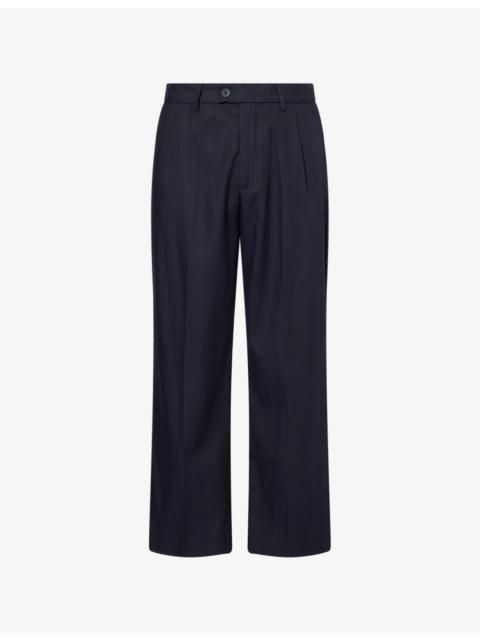 PERCIVAL Pressed-Pleat Straight-Leg Cotton-Blend Trousers
