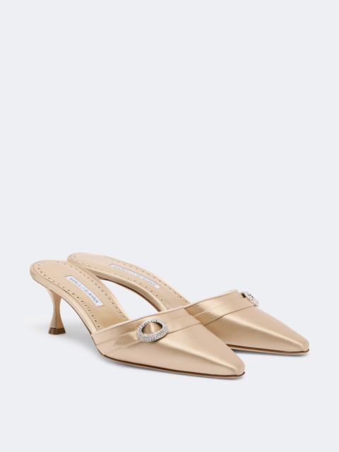 Manolo Blahnik Embellished satin mules