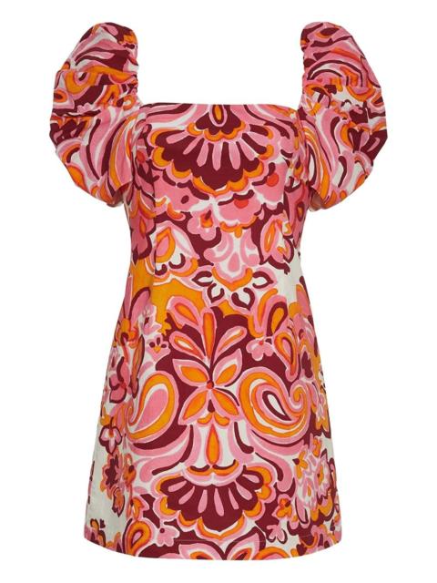 Cara Cara Kelly puff-sleeve paisley-print mini dress