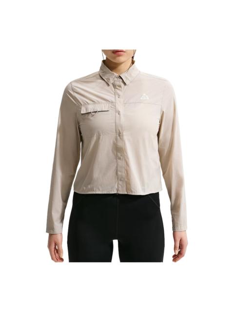 Nike (WMNS) Nike x ACG Aireez Button-Up Graphic Trail Shirt 'Cream II Summit White' IR7296-236