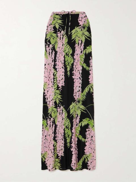 Emily floral-print silk crepe de chine maxi skirt