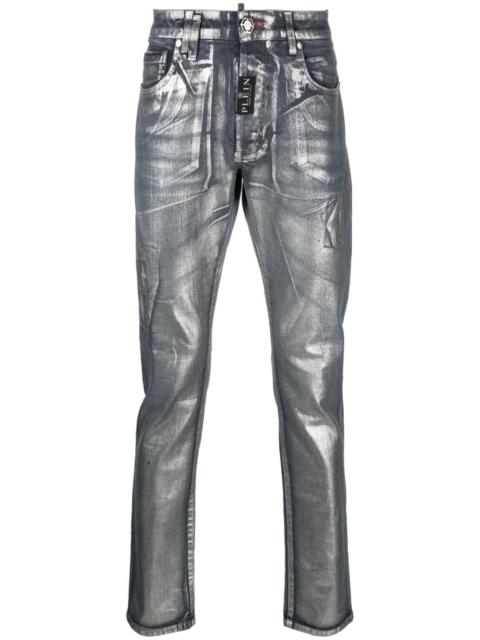 PHILIPP PLEIN metallic-effect straight-leg jeans