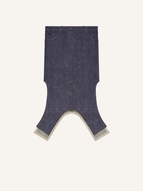 courrèges LONG REVERSED DENIM SKIRT