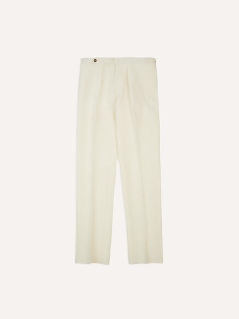 Drake's Ecru Irish Linen Single Pleat Trouser