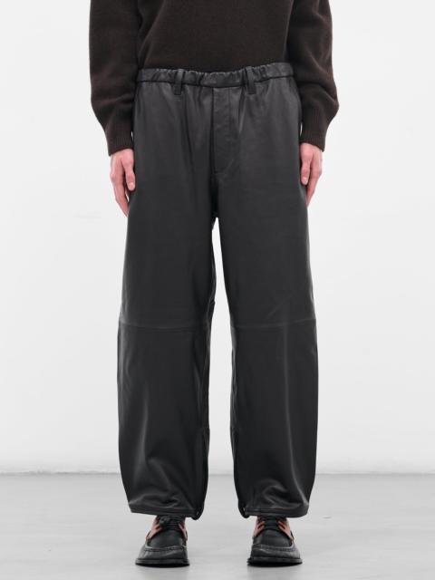 ssstein Brown Sheep Leather Relaxed Trousers