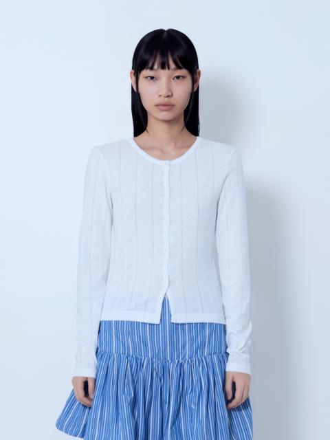 GANNI Compact Pointelle Rib Jersey Top