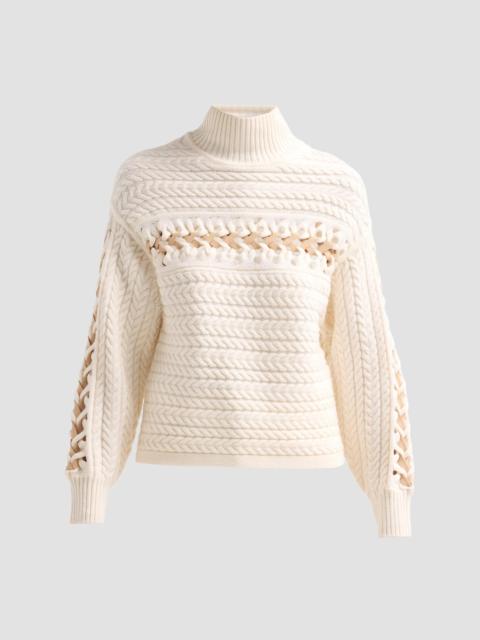 RAMY BROOK Women's Nina Wool Threaded-Knit Sweater - Ivory Cable