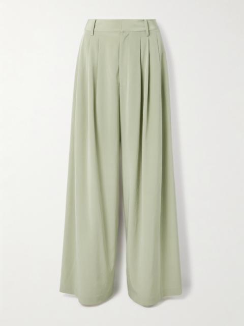 Tibi Pleated Crepe De Chine Wide-leg Pants