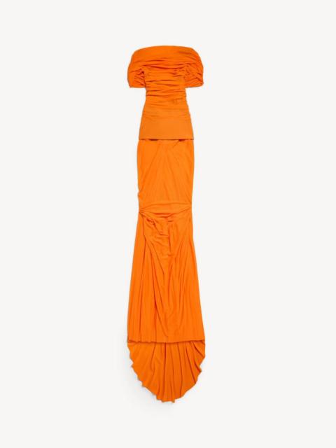 BALENCIAGA Women's Gathered Open Back Dress in Orange