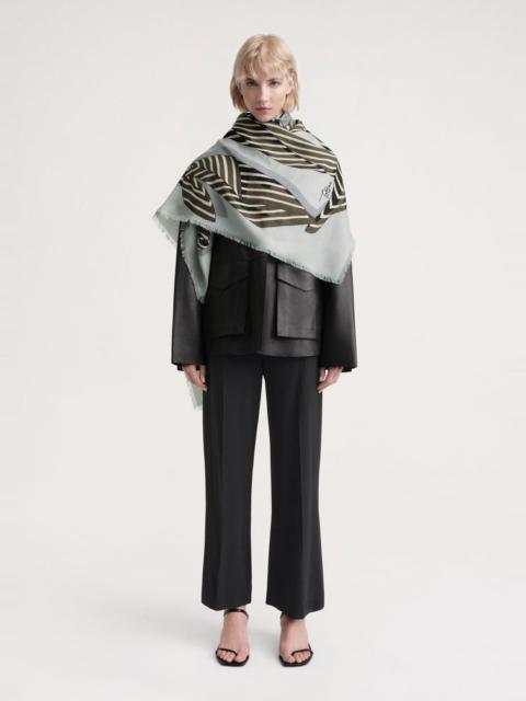 Totême Knotted monogram wool silk blanket scarf silver grey