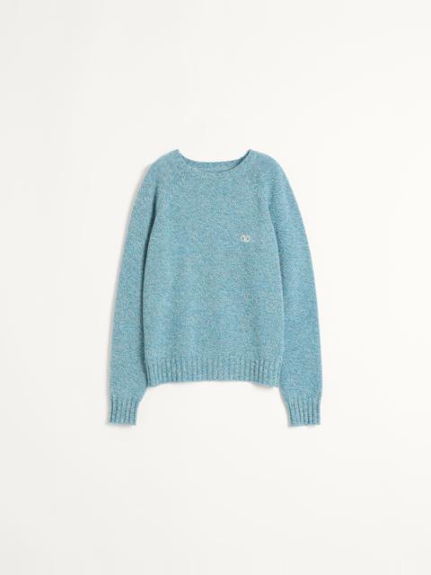 Valentino CREWNECK WOOL SWEATER WITH VLOGO EMBROIDERY