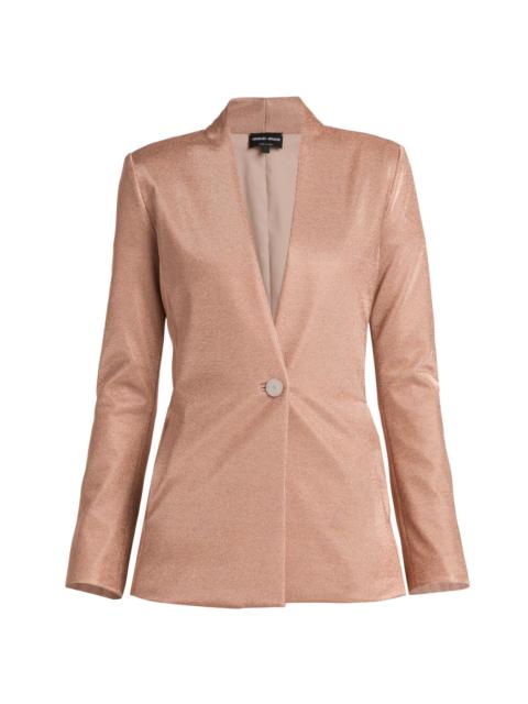 GIORGIO ARMANI Women's Metallic Bonded Jersey Blazer - Pink Gold