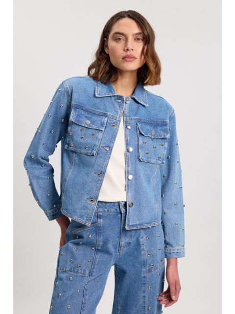 KAREN MILLEN Denim Studded Collared Jacket