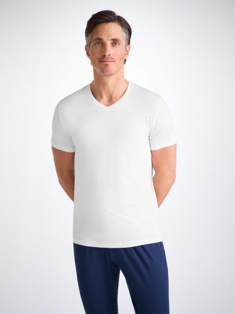 Derek Rose Men's V-Neck T-Shirt Basel Micro Modal Stretch White