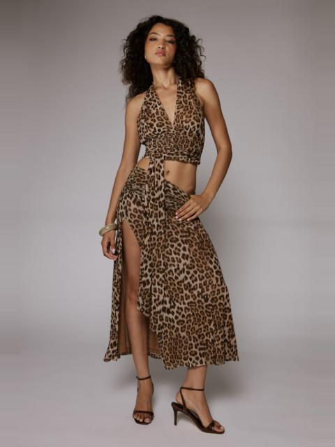 BARDOT Elera Printed Mesh Maxi Skirt In B Leopard