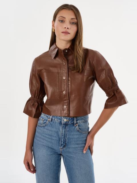 LAMARQUE CAROLINA | Ruffle Sleeve Leather Jacket