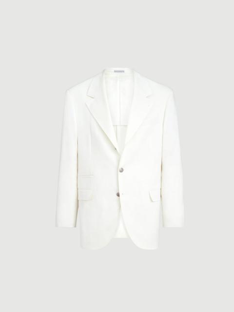 Brunello Cucinelli Linen, virgin wool and mohair gabardine Tailor blazer with metal buttons