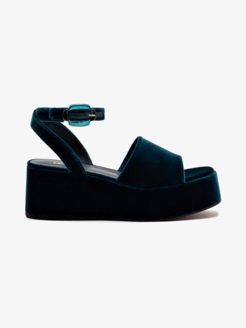 Larroudé Charli Flatform Sandal In Deepsea Velvet