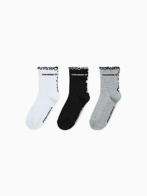 Converse 3-Pack Ribbed Ruffled Cuff Socks