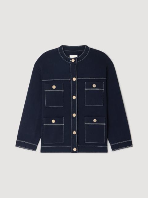 Sandro CONTRAST STITCH CARDIGAN