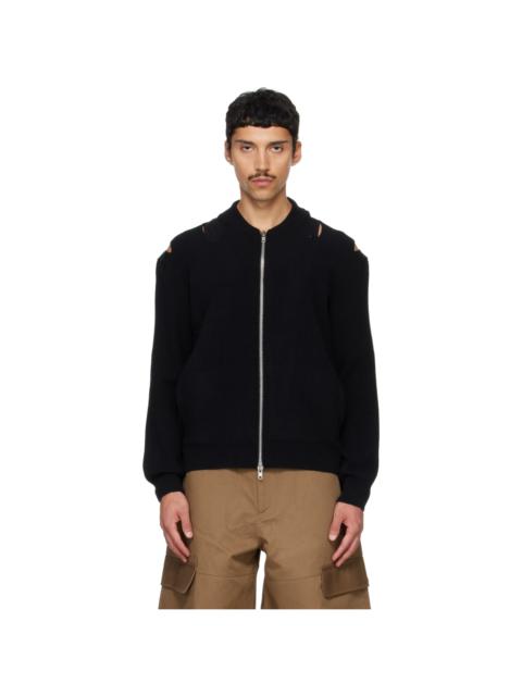 Simone Rocha Black Slash Zip Cardigan