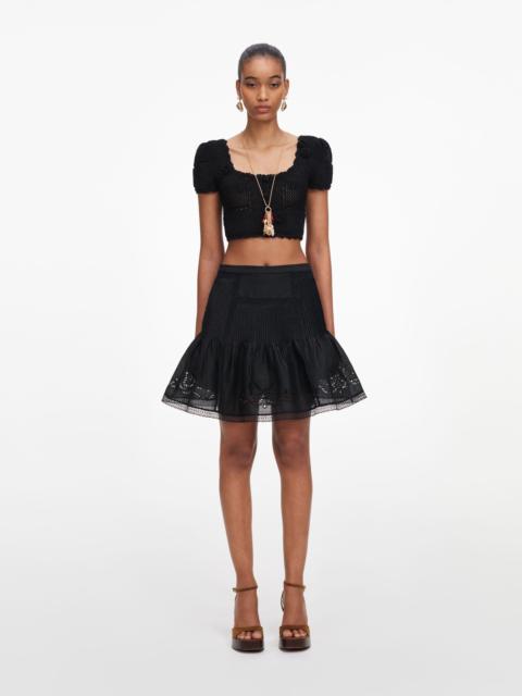 self-portrait Black Embroidered Mini Skirt