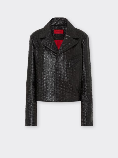 Ferrari Leather Blouson with Turtle Pattern