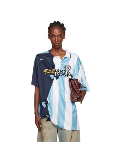 Martine Rose Blue & White Collage Football Top
