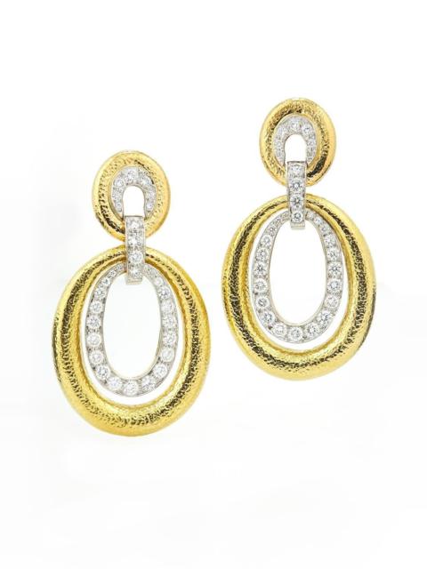 DAVID WEBB Hammered Double Oval Madison Earrings