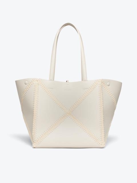 Nanushka THE ORIGAMI TOTE - Patent alt-leather crochet tote - Off-white/creme