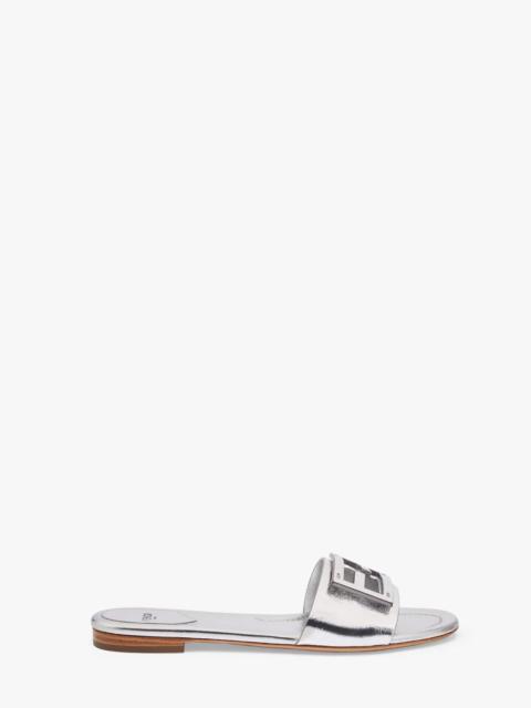Silver nappa leather slides