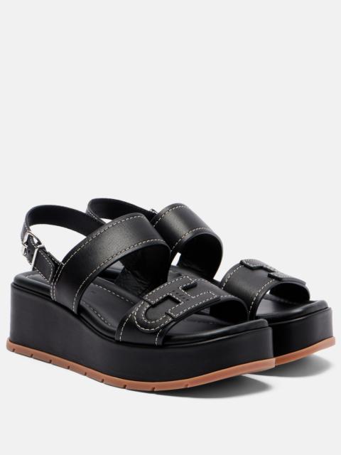 HOGAN H703 leather platform sandals