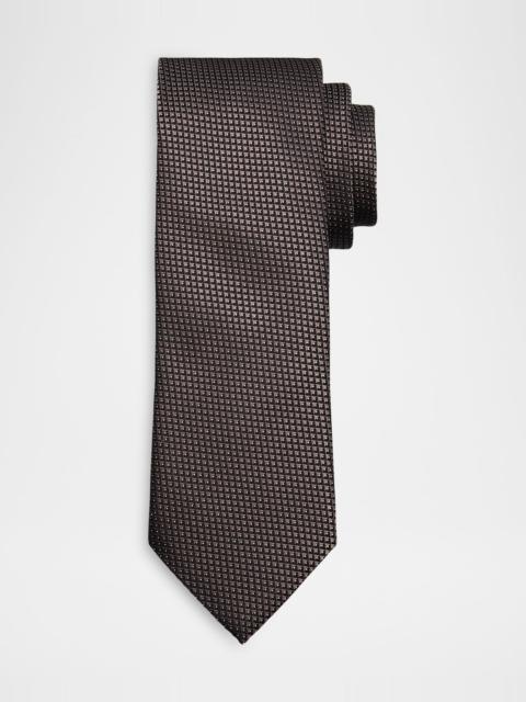 ZEGNA Men & apos;s Micro-Geometric Silk Jacquard Tie